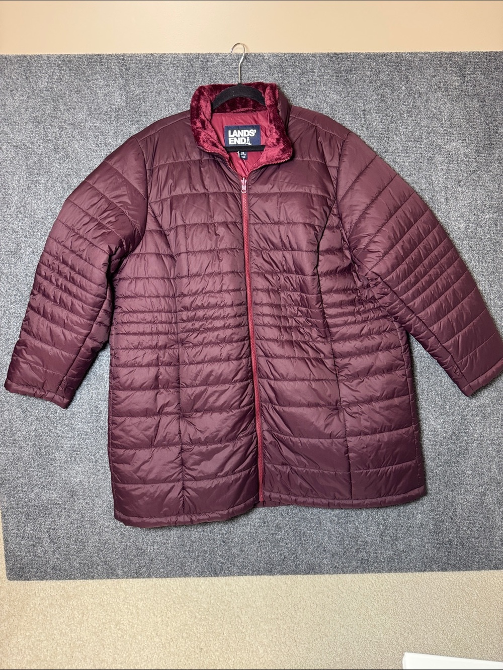 Lands' End Puffer Quilted winter Jacket - Wine 2XL